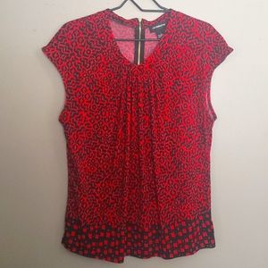 Women's red & black Liz Claiborne Career short sleeve blouse size large